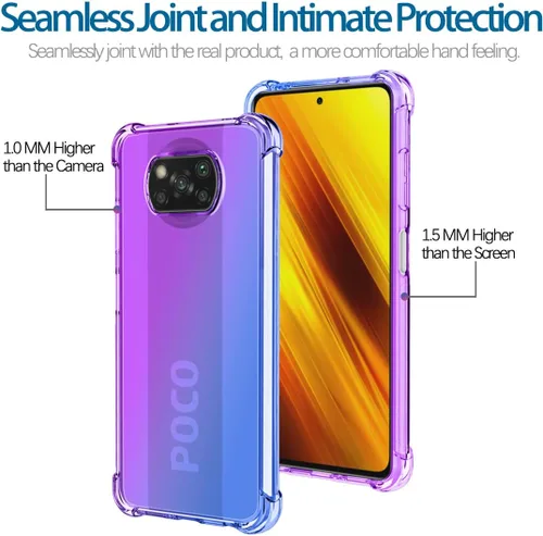 Vista 2 de Funda para Poco X3 NFC/Poco X3 Pro/Poco X3 Caso, Crystal Clear Case Gradient Slim Anti Scratch TPU A prueba de golpes Funda protectora para Xiaomi