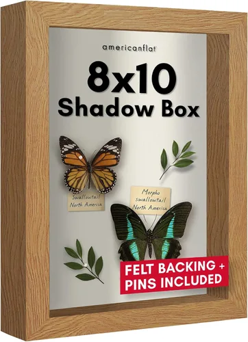 Vista 31 de Americanflat Marco de caja de sombra de 5 x 7 con vidrio inastillable, colección Silhouette - Caja de sombra pequeña para exhibición de mesa y pared