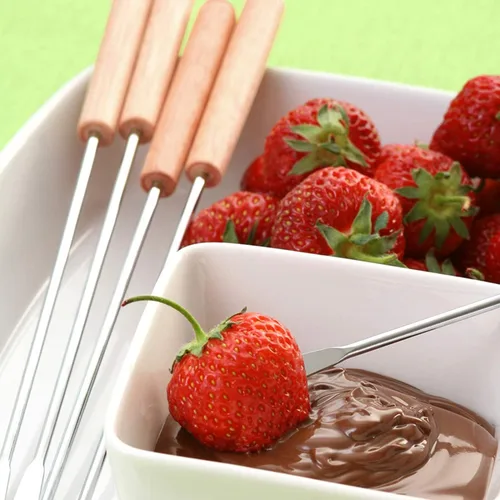 Vista 3 de 12 tenedores de fondue de acero inoxidable de 9.5 pulgadas para chocolate