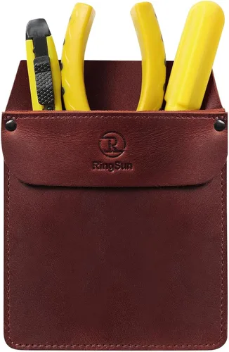 Vista 9 de RingSun Protector de bolsillo de cuero genuino para hombres, bolsa de herramientas duradera, protector de camisas de jeans para herramientas