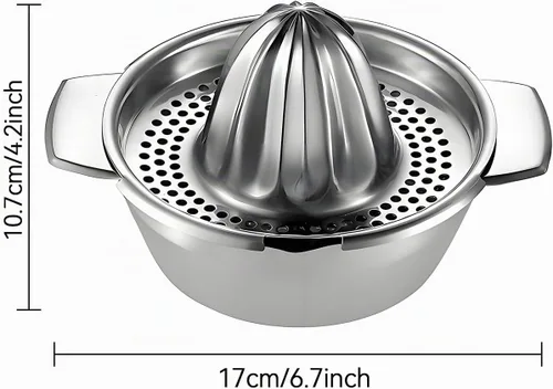 Vista 2 de Exprimidor de naranja limón, exprimidor manual de acero inoxidable, exprimidor de cítricos de mano, exprimidor de limón con tazón exprimidor colador