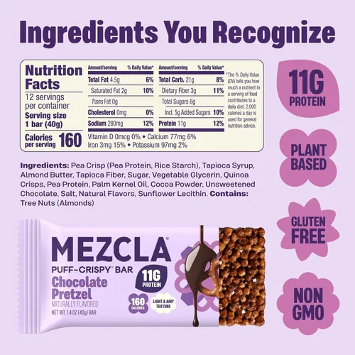 Vista 2 de Mezcla Barritas veganas crujientes de pretzel de chocolate, 0.39 oz