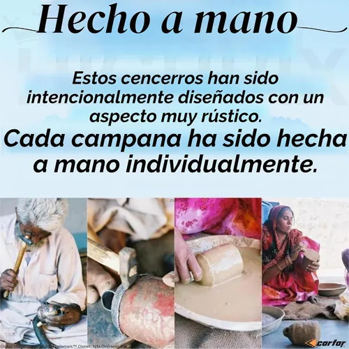 Vista 7 de Handicrafts - Juego de 3 campanas de vaca rústicas vintage de metal rústico con cuerda de yute