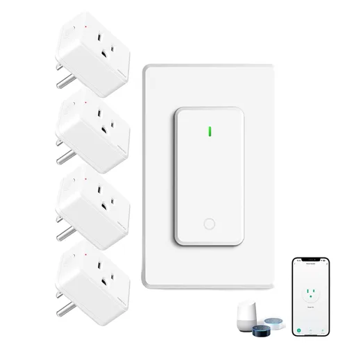 Vista 21 de Toma de control remoto, interruptor de luz y enchufe remoto greencycle con interruptor de luz inalámbrico, rango de 500 pies, no necesita cableado