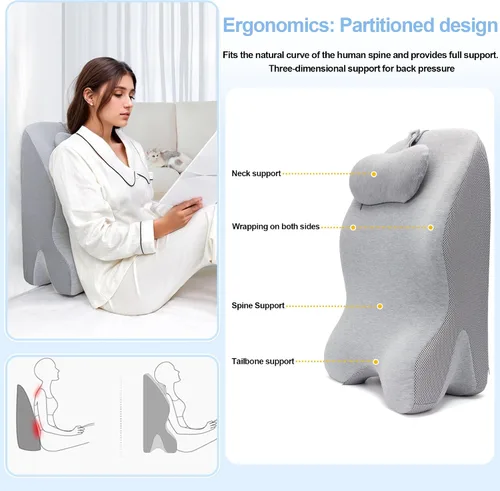 Vista 3 de Generic Almohada Cuña Triangular Ergonómica de Espuma Viscoelástica para Adultos para Cabecero de Cama para Sentarse, Alivio del Dolor de Espalda