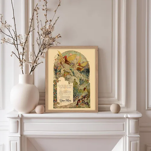 Vista 5 de Poster Master Póster clásico de fantasía, impresión Art Deco vintage, regalo para artistas, amigos, anuncio, hada, sirena, olas del océano