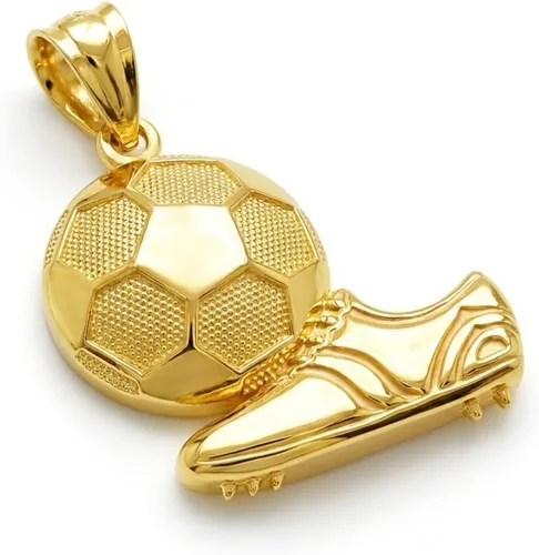 Vista 4 de Charm America - Colgante de pelota de fútbol y tacos de fútbol - Oro macizo de 10 quilates - Gran regalo para hombres y mujeres