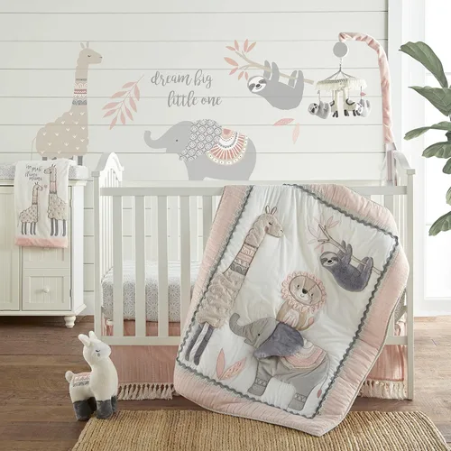 Vista 5 de Levtex Baby - Juego de 2 sábanas bajeras Imani para cuna - Se adapta a colchones estándar de cuna y niños pequeños - Animales arrojados/medallones