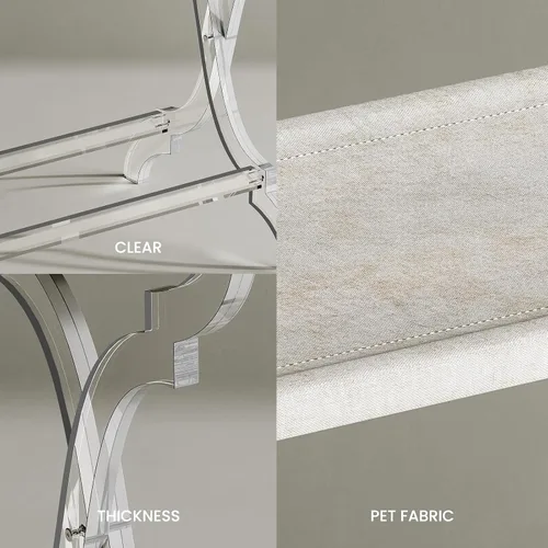 Vista 5 de Byingo Portaequipajes acrílico, elegante soporte plegable para maleta con estante de tela PET para habitación de invitados, dormitorio, hotel