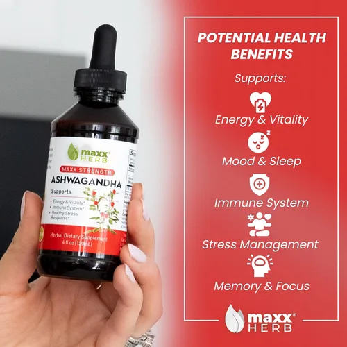 Vista 3 de Maxx Herb Extracto de Ashwagandha: la tintura líquida de máxima fuerza se absorbe mejor que las cápsulas o el polvo, para resistencia, memoria