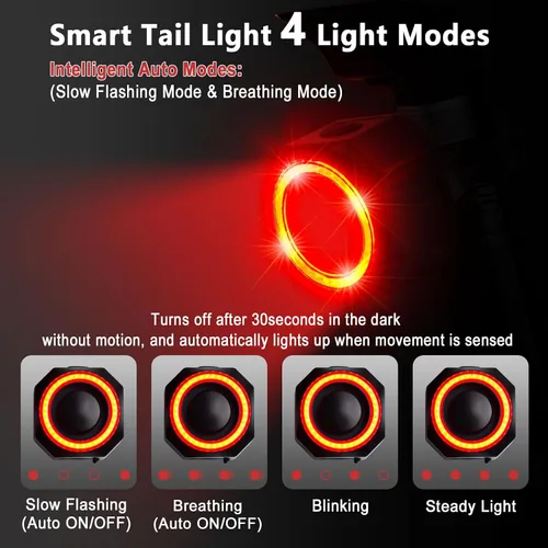 Vista 3 de USUPERINK Turn Signals for Ebike, Bike Turn Signals, Bike Blinkers Front and Back, Bike Tail Light USB Rechargeable with Horn, IP65 Waterproof