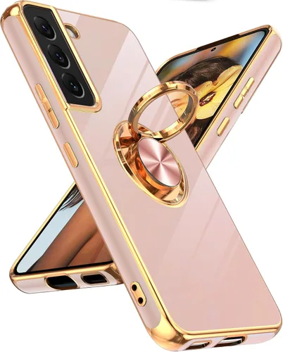 Vista 32 de LeYi Funda para teléfono Galaxy A12: con protector de pantalla de vidrio templado [paquete de 2] Soporte de anillo giratorio de 360°, soporte Rosa
