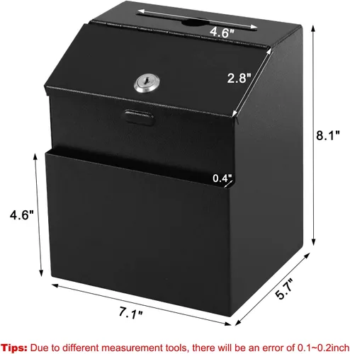 Vista 3 de xydled Caja de sugerencias con cerradura montable en pared de metal para donación/boleta/votación/colección/caja de depósito de llaves con 50