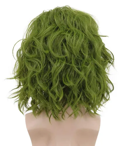 Vista 4 de VGbeaty Peluca de disfraz de anime de anime corto y rizado para hombres adultos, para Halloween, cosplay, color verde oscuro
