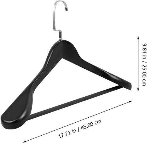 Vista 2 de Hemoton Percha de madera maciza con hombros anchos y gruesos, antideslizante, para almacenamiento de ropa, hogar, dormitorio, armario, organizador