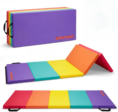 Vista 18 de Antsy Pants Colchoneta de gimnasia para niños, fácil de limpiar, resistente, plegable, acolchada, ligera, portátil, equipo de gimnasia para juego