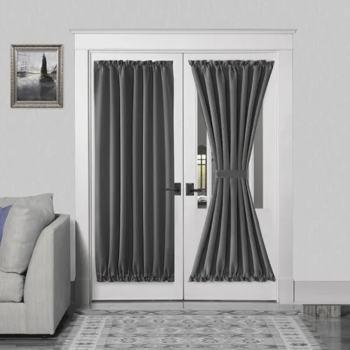 Vista 60 de DWCN Cortinas para Puertas Francesas – Cortinas opacas térmicas con bolsillo para barra para puertas con ventana de cristal, puertas de cocina