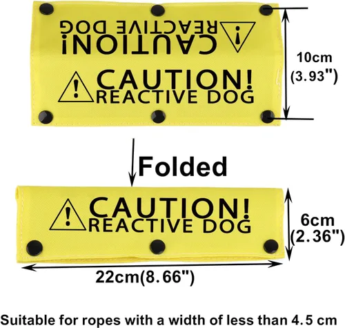 Vista 2 de BLUPARK Funny Dog Strap Sleeve - Precaution! Reactive Dog - Amarillo - Poliéster - 8.7 in x 2.4 in