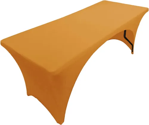 Vista 15 de Mantel de elastano color burdeos de 6 pies para mesa plegable rectangular ajustable