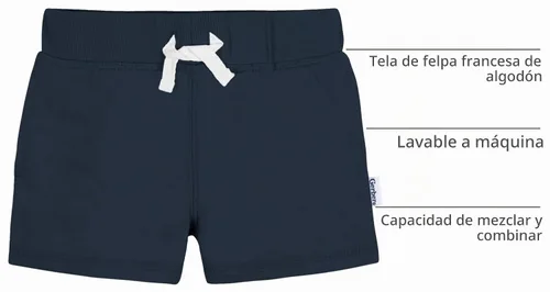 Vista 4 de Gerber Paquete de 3 pantalones cortos de punto para bebés y niños pequeños Azul