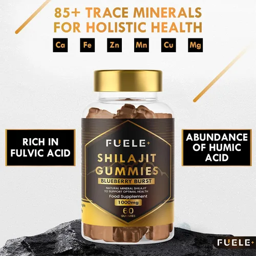 Vista 6 de Shilajit - Gomitas Shilajit para hombres y mujeres, Shilajit del Himalaya con más de 85 minerales, refuerzo de energía y apoyo de inmunidad, 30000