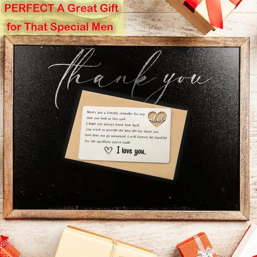 Vista 25 de YODOCAMP Tarjeta de billetera con texto en inglés "Thank You Dad", tarjeta de cartera grabada para mi papá de hija e hijo, cumpleaños, día