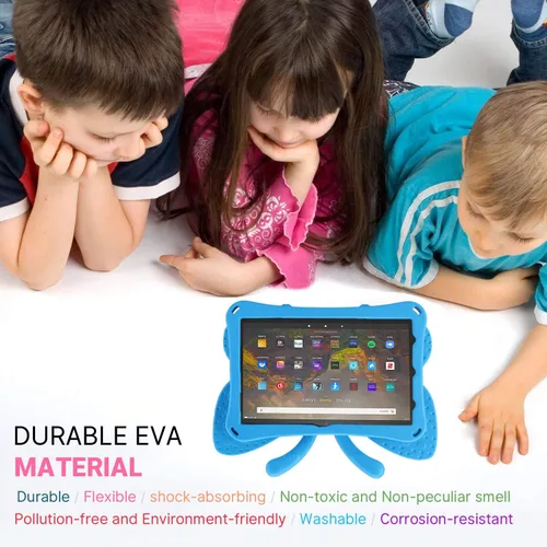 Vista 59 de FW Fire 7 - Funda para tablet para niños, Amazon Fire 7 2022, funda de mariposa con luz de atril, EVA, protección contra caídas, resistente, a
