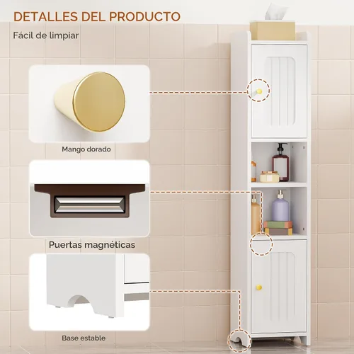 Vista 8 de ANWBROAD Armario de almacenamiento de baño delgado con 2 puertas y estante