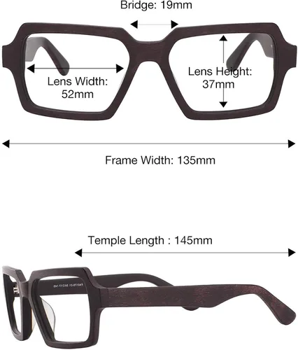 Vista 7 de Zeelool Gafas rectangulares de acetato de grano de madera vintage para hombres con lentes antirayos azules Arthur FA0178