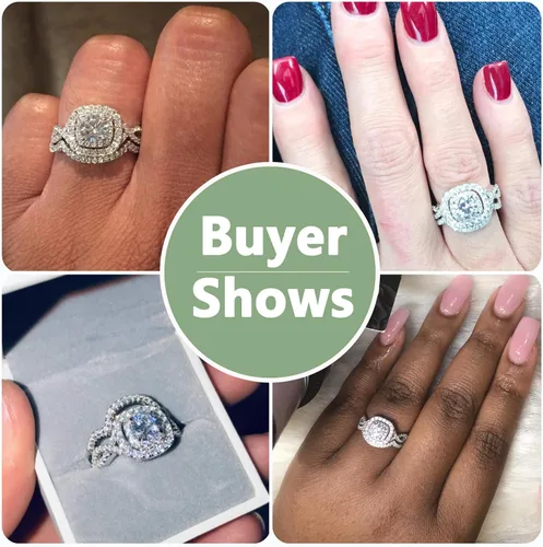 Vista 2 de Newshe - Juego de anillos de compromiso para mujer, plata esterlina 925 de 1.8 quilates, redondo, blanco, AAA Cz, tamaño 5-10