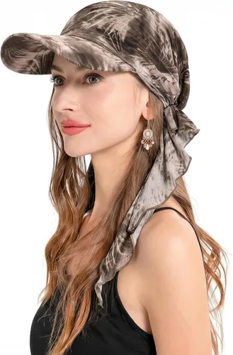 Vista 29 de ZLYC Gorro ligero con ala de quimioterapia para mujer, bufanda para la Tie Dyed Purple