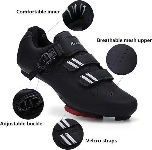 Vista 4 de Mens Womens Cycling Shoes Compatible with Pelaton Bike Shoes Road Bike Shoes Riding Bicycle Pre-Installed with Delta Cleats Clip Indoor Outdoor Pedal