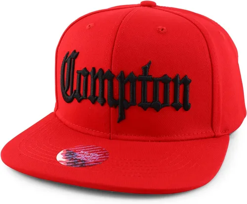 Vista 4 de Trendy Apparel Shop Gorra de béisbol extragrande XXL Old English Compton bordada Flatbill Snapback Negro