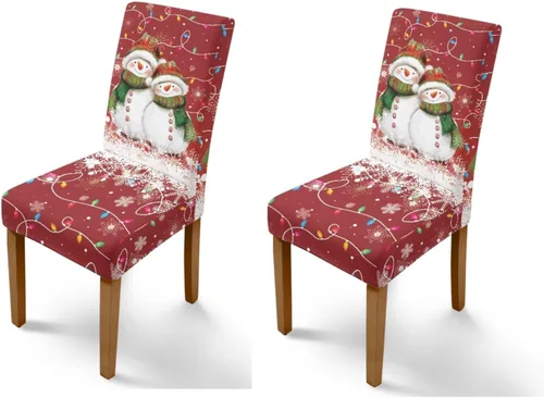 Vista 39 de Rnyleeg Fundas navideñas para sillas de comedor, fundas de asiento de comedor con estampado de campanas brillantes, juego de 1 funda suave y lavable