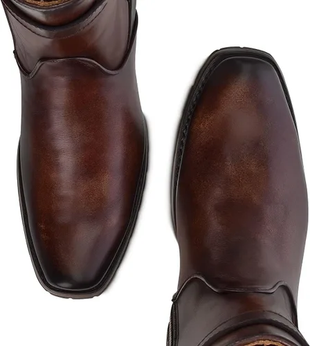 Vista 7 de Cuadra Bota urbana para hombre en piel bovina con cremallera marrón 1J2JRS