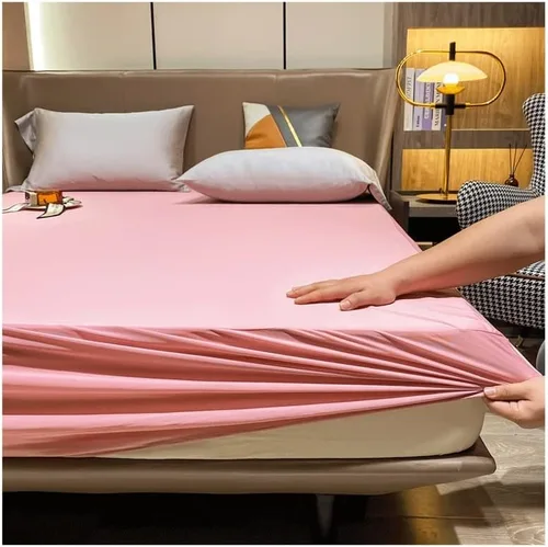 Vista 10 de Protector de colchón de satén impermeable para cama Super King con bolsillo profundo de hasta 11.81 pulgadas, tamaño Queen, King, Super King Azul