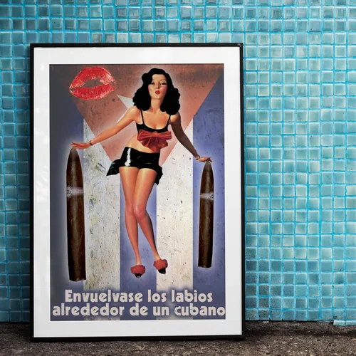Vista 2 de Kuba KISS - Póster de viaje con diseño de cigarro cubano, diseño vintage, 18 x 24 pulgadas (17.835 x 24.016 in)