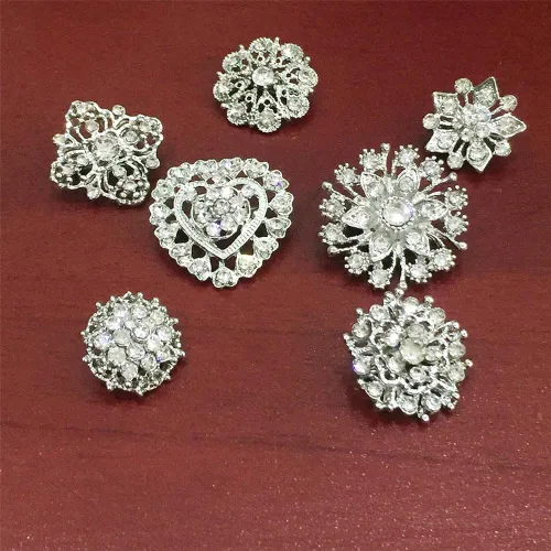 Vista 8 de ZINSBEDI Juego de broches de flores de cristal de diamantes de imitación de 24 piezas