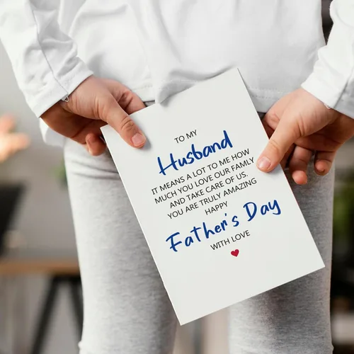 Vista 8 de Chenive Tarjeta del día del padre para marido de esposa, romántica tarjeta feliz del día del padre para él, cuánto amas a nuestra familia y cuida