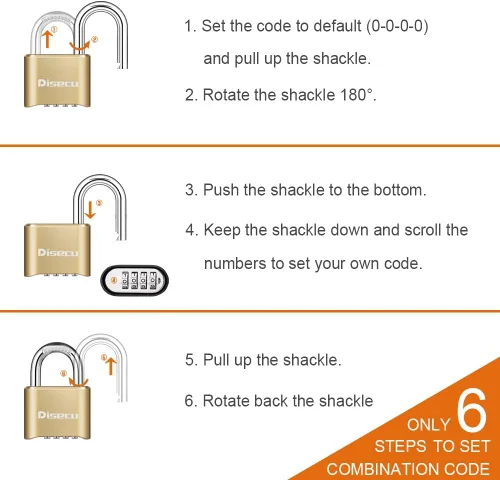 Vista 4 de Paquete de 2 candados de combinación de 4 dígitos resistentes con grillete de 1.3 pulgadas para exteriores, impermeables, para fundas, puertas