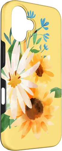 Vista 3 de iPhone 16 Yellow Sunflower Vintage Flower Petals Case