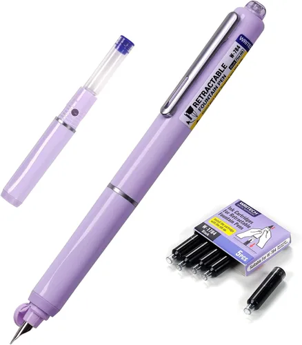 Vista 9 de WRITECH Pluma estilográfica: Cartuchos de tinta negra retráctil Clictek Rosa
