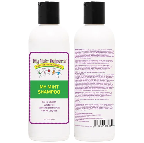 Vista 2 de My Hair Helpers - Paquete de champú y acondicionador de defensa y prevención de piojos para niños, aroma a menta, seguro para uso diario, funciona