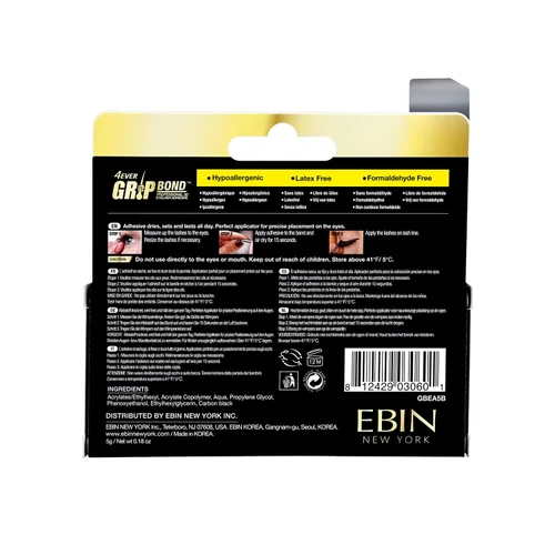 Vista 3 de EBIN NEW YORK Grip Bond - Pegamento de pestañas de silicona color negro, 0.18 onzas, pegamento de pestañas de secado rápido, se seca oscuro, agarre