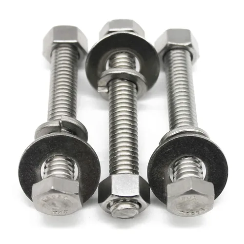 Vista 12 de Tornillos de cabeza hexagonal de acero inoxidable 3/8-16x4, tuercas, arandelas planas y de bloqueo, 18-8 (304) S/S, totalmente roscados por perno