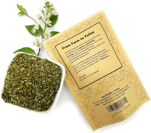 Vista 4 de munchiecat Recambio de hierba gatera orgánica – Certificado USDA Premium Catnip en bolsa de papel ecológica, natural y sin químicos