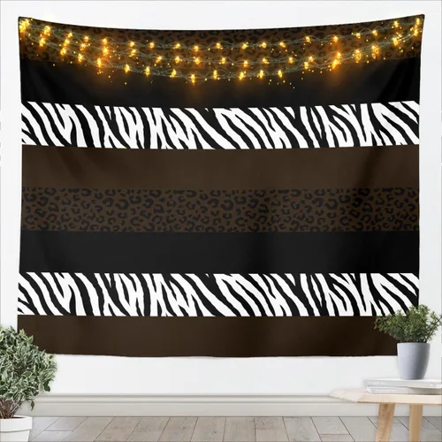Vista 18 de Leopard Print Tapestry,Cheetah Zebra Skin Rustic Farmhouse Wall Tapestries,Girls Women Room Decor,Geometric Stripes Patchwork Chic Wall Leopard 10