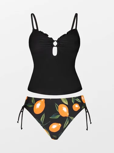 Vista 6 de CUPSHE Conjunto de traje de baño de dos piezas para mujer, con tirantes ajustables y fruncidos