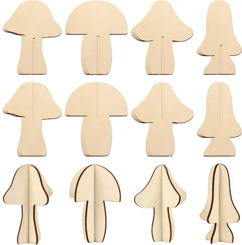 Vista 19 de COCHIE Bricolaje 3D de murciélagos de Halloween para pintar, rebanadas de madera sin terminar pintables para manualidades, recortes de murciélagos