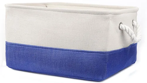Vista 14 de uxcell Canasta de almacenamiento de tela plegable con asas dobles, contenedores plegables para almacenamiento de ropa de lavandería, organizador
